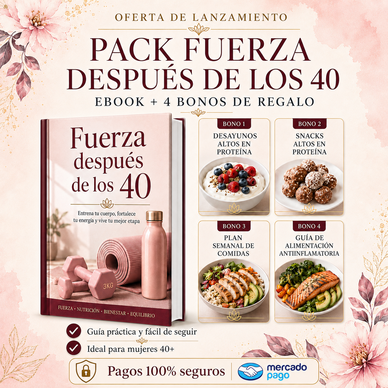PACK FUERZA DESPUÉS DE LOS 40 + 4 BONOS DE REGALO